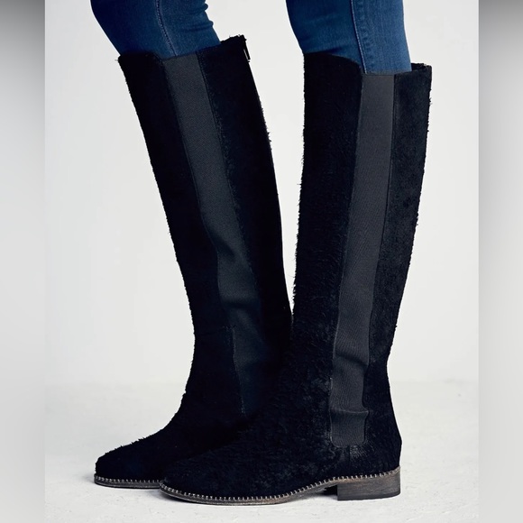 Free People Shoes - Free People Callow tall black shaggy boots 37 7